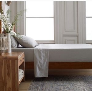 NWOT! Quince Organic Brushed Cotton Gray Flat Sheet & 2 Pillowcase! King (153)